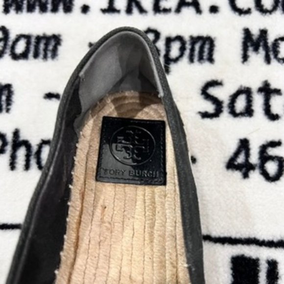 Tory Burch Women's Espadrille Flats Poppy Logo Black Canvas Slip-On Shoes Size 7 - Picture 7 of 7